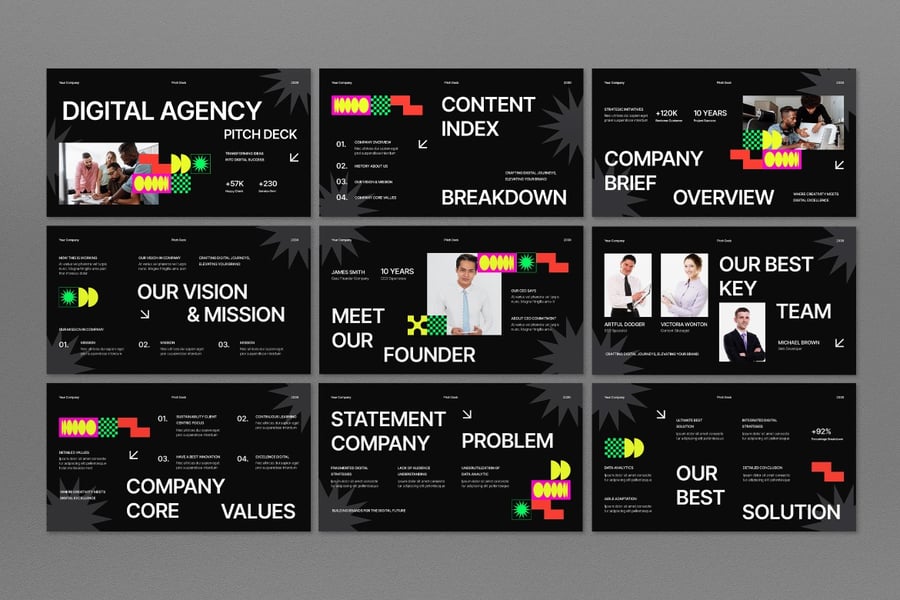 黑色创意路演PPT模板 (PPT,PPTX)