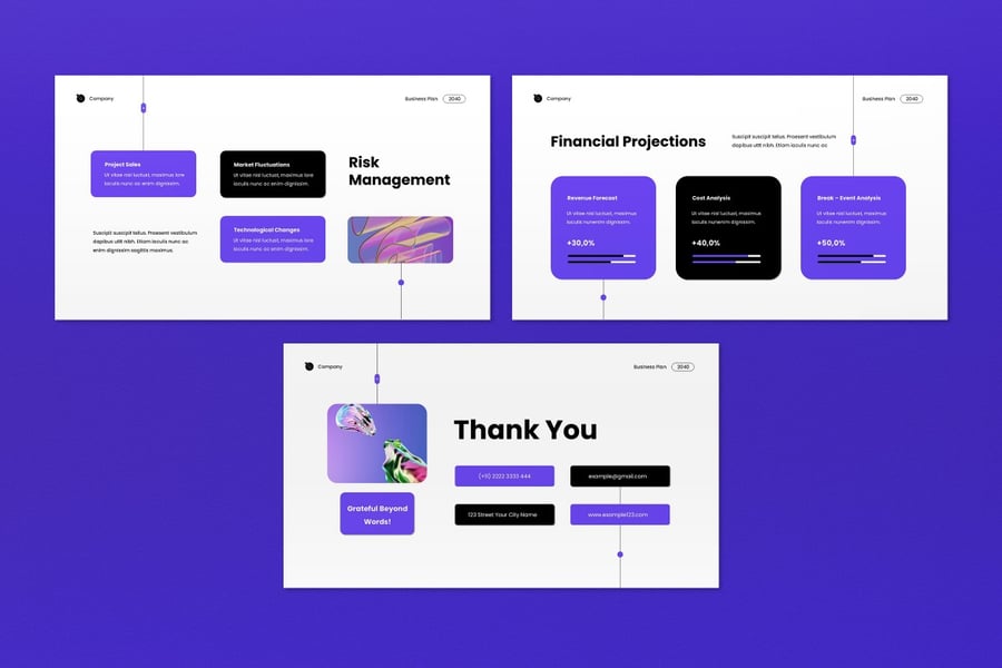 白色紫色商业计划PPT模板 (PPT,PPTX)