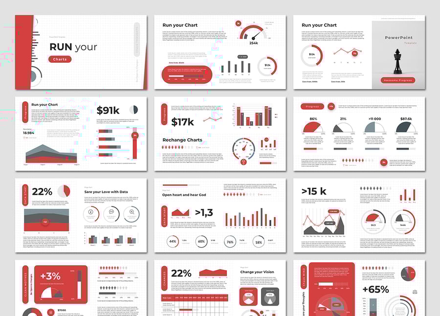 运行状况数据图表PPT模板 (PPTX)