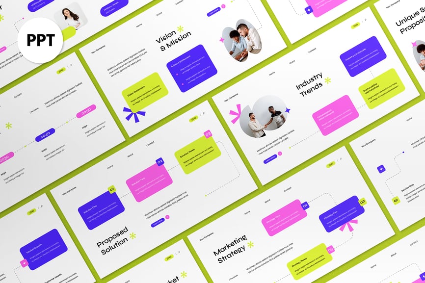 白色粉红色商业计划PPT模板 (PPT,PPTX)