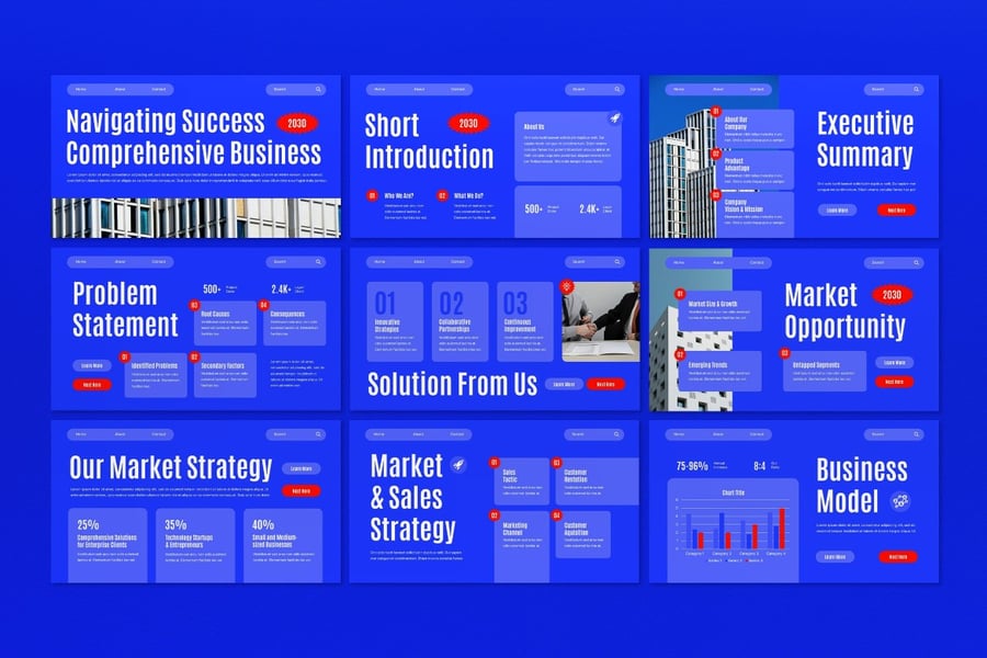 蓝色现代商业计划PPT模板 (PPT,PPTX)