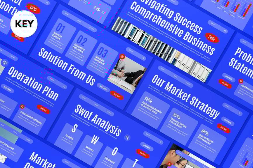 蓝色现代商业计划PPT模板 (PPT,PPTX)