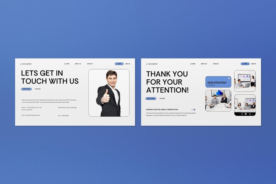 灰色蓝色现代商业策略PPT模板 (PPT,PPTX)