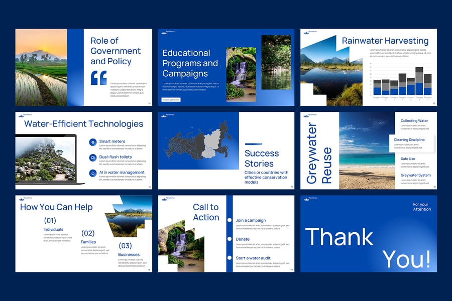 水利节水介绍PPT模板 (PPTX)