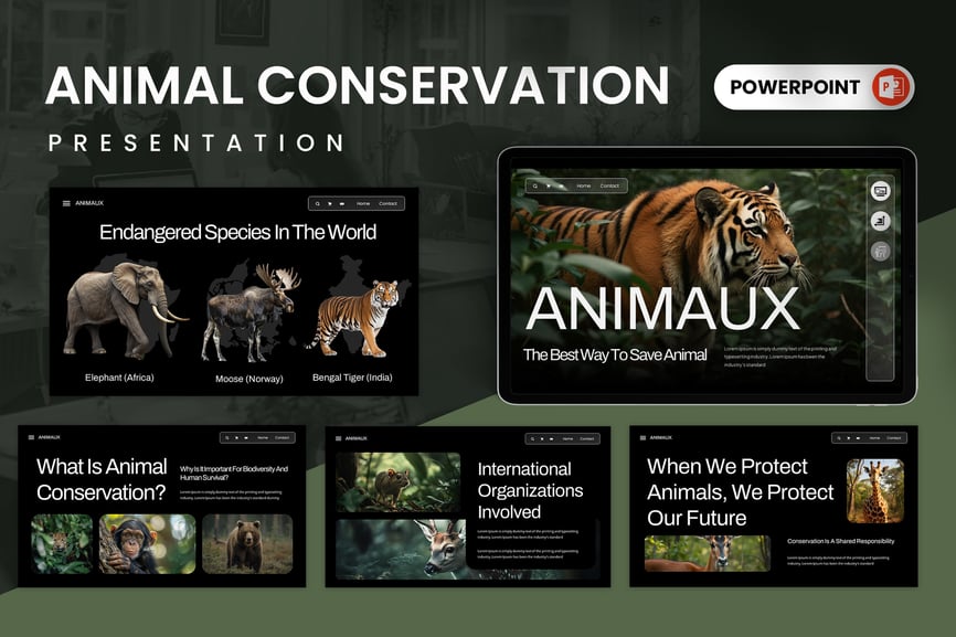 动物保护PPT模板 (PPTX)