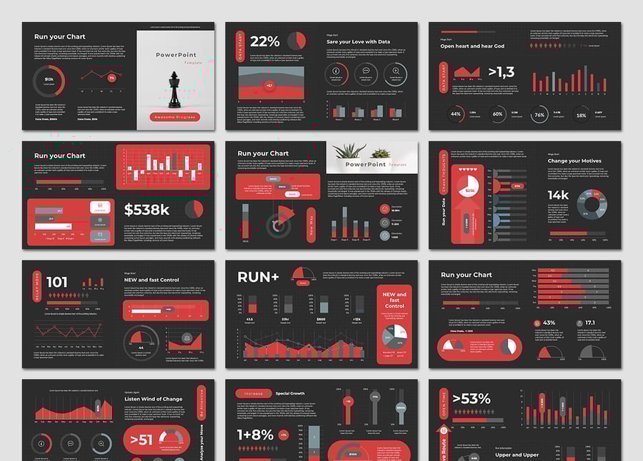 运行状况数据图表PPT模板 (PPTX)