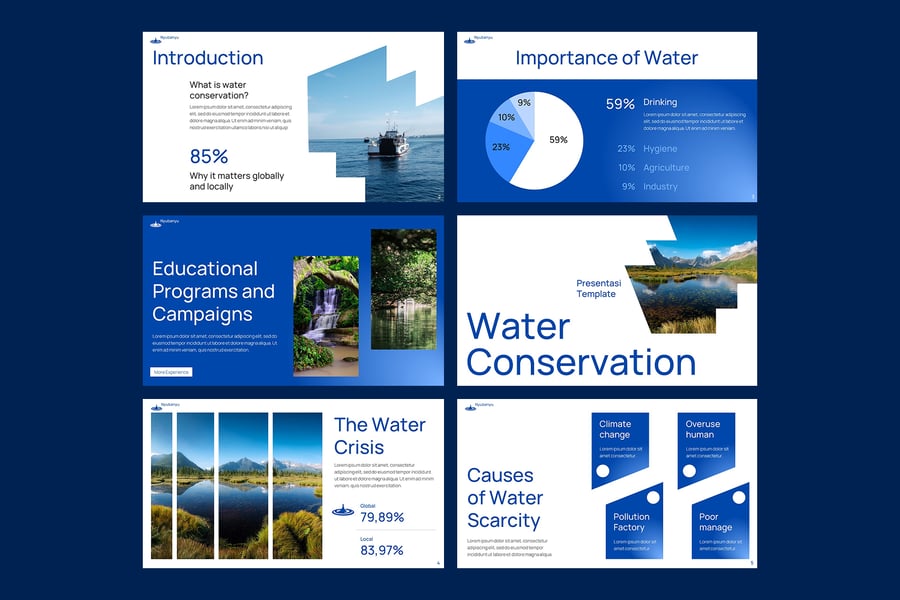 水利节水介绍PPT模板 (PPTX)
