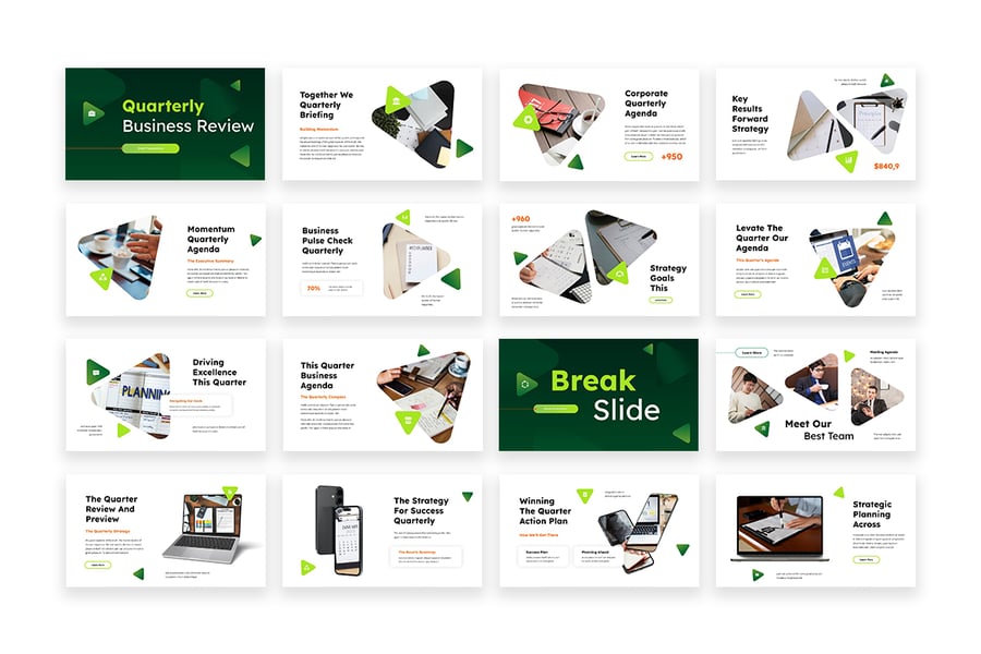 季度会议议程 PPT模板 (PPT,PPTX)