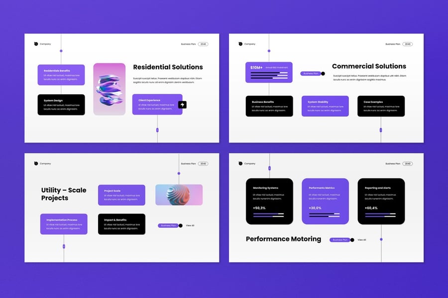 白色紫色商业计划PPT模板 (PPT,PPTX)