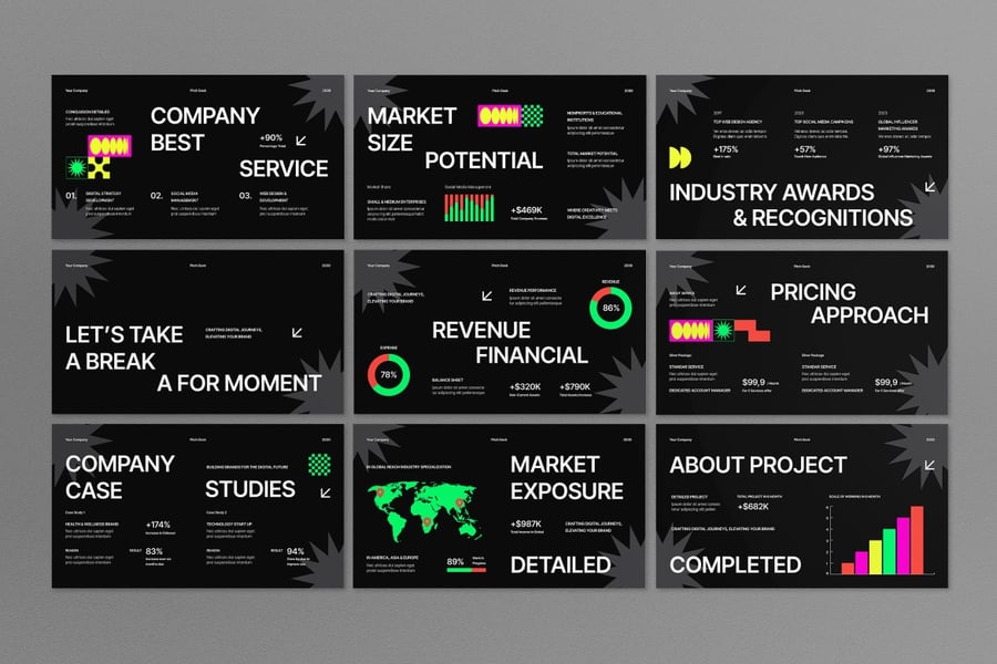 黑色创意路演PPT模板 (PPT,PPTX)