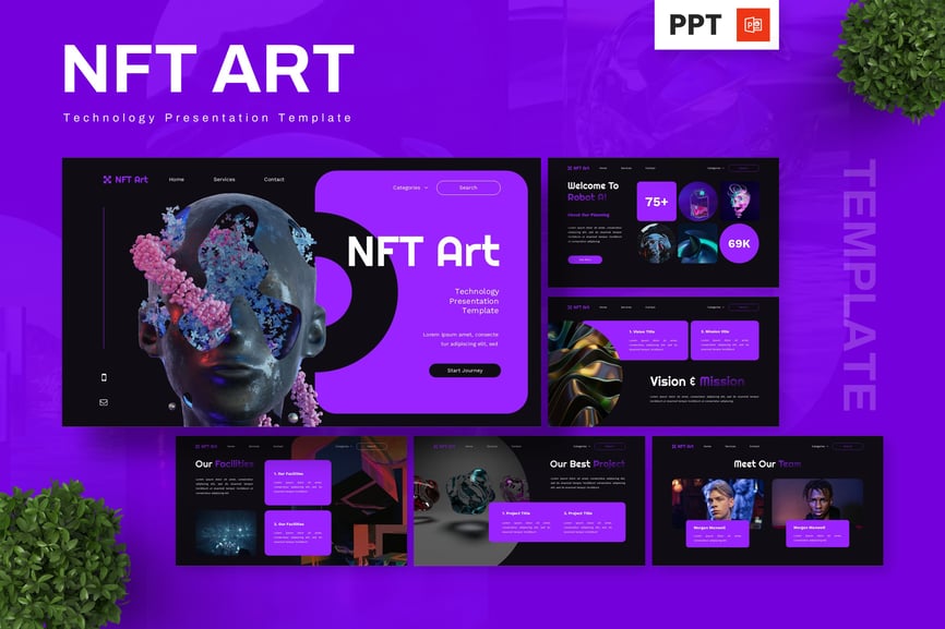 NFT艺术 – 技术PPT模板 (PPTX)