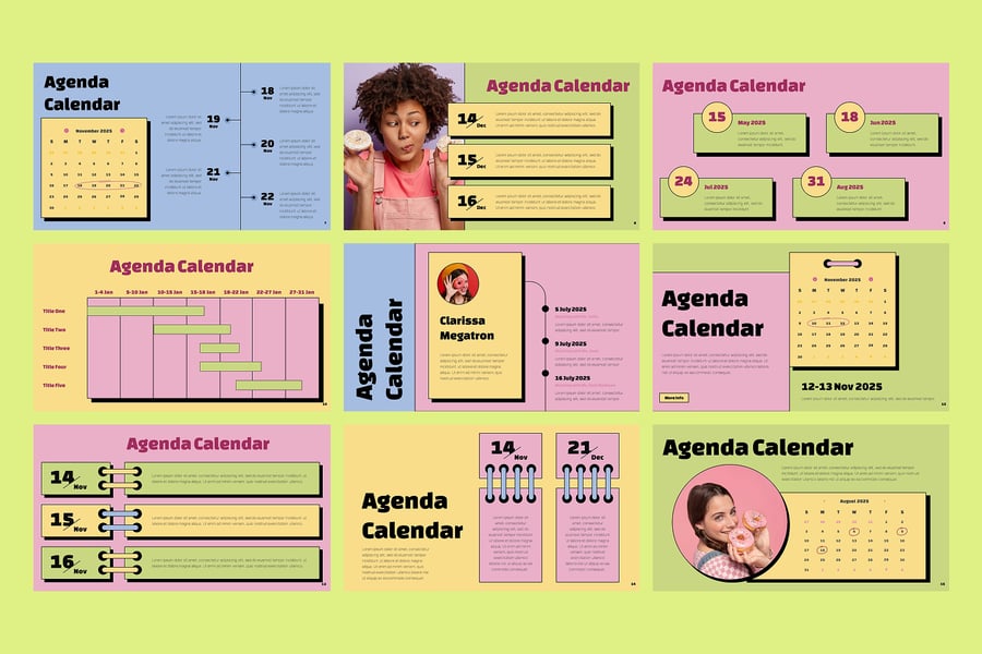 议程日历PPT模板 (PPTX)