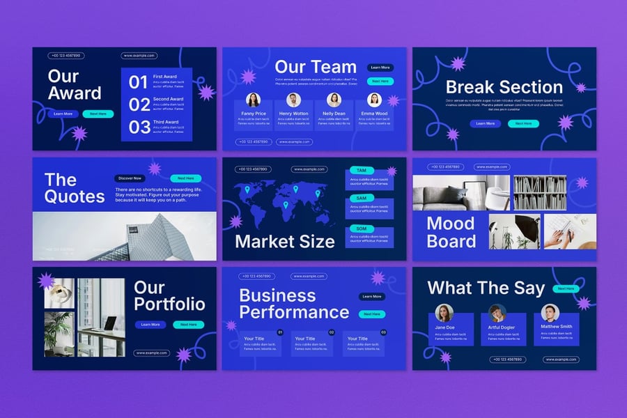 蓝色现代公司资料PPT模板 (PPT,PPTX)