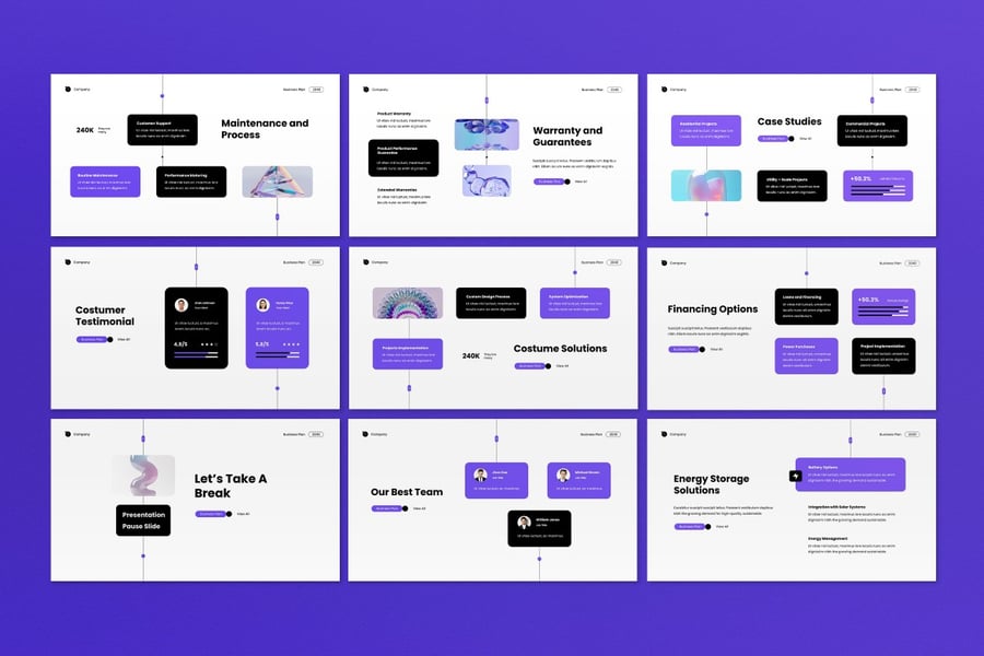 白色紫色商业计划PPT模板 (PPT,PPTX)