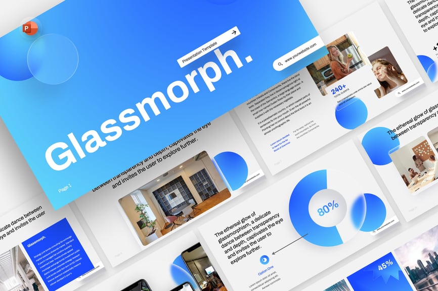 玻璃拟态未来风格PPT模板 (PPTX)