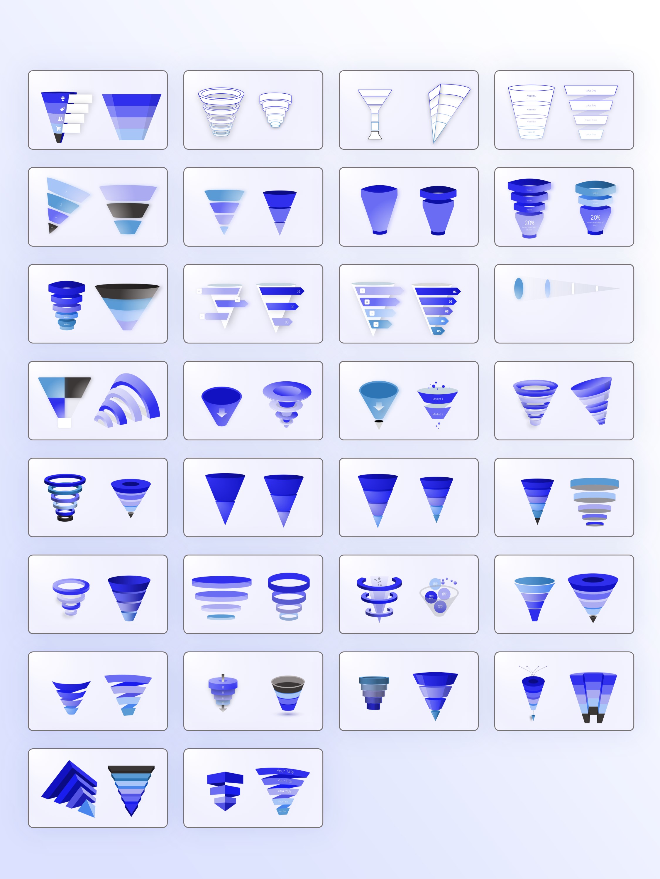 100款3D立体锥形漏斗组件素材