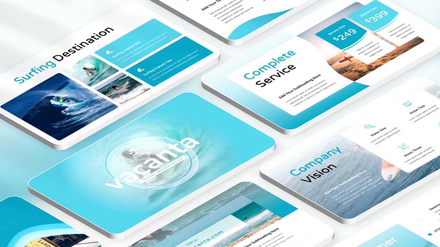 32套国外海洋旅游PPT模板，感受大自然的美！[s06]