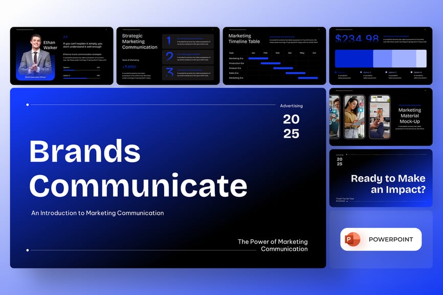 营销通信PPT模板 (PPTX)