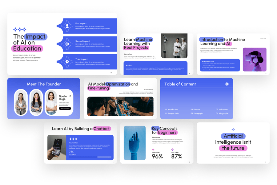 AI学习技术演示PPT模板 (PPTX)