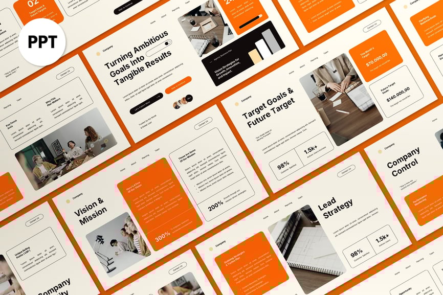 奶油橙色现代商业计划PPT模板 (PPT,PPTX)