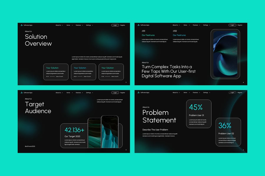 数字软件应用程序PPT模板 (PPTX)