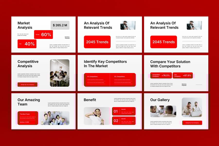 白色红色业务建议PPT模板 (PPT,PPTX)