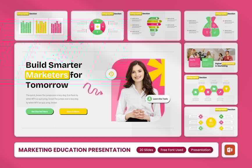 营销教育PPT模板 (PPTX)