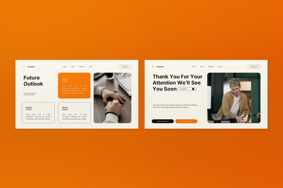 奶油橙色现代商业计划PPT模板 (PPT,PPTX)