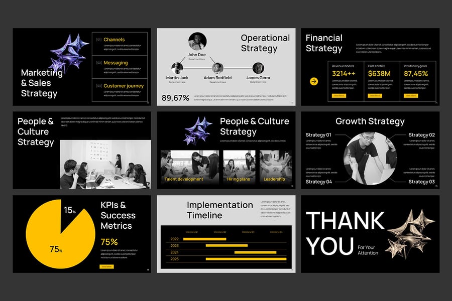 业务策略PPT模板 (PPTX)