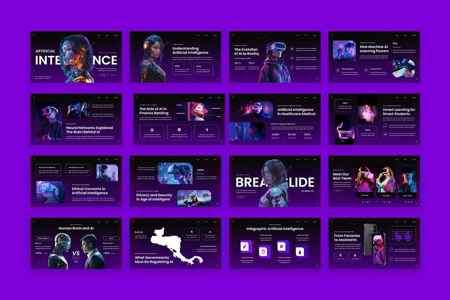 人工智能技术PPT模板 (PPT,PPTX)