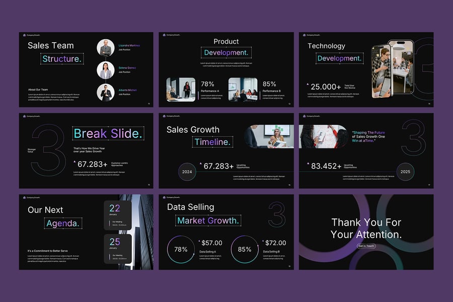 销售增长PPT模板 (PPTX)