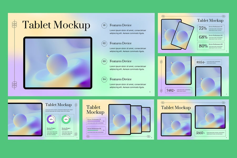 平板电脑模型PPT模板 (PPTX)