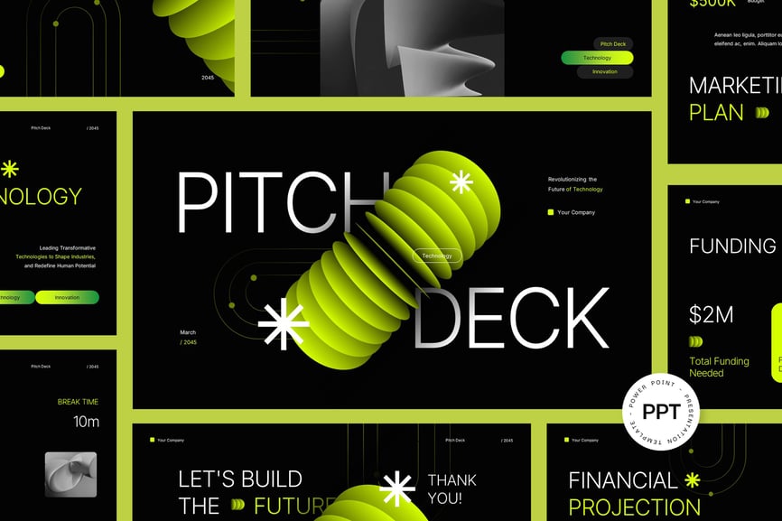 现代未来派路演PPT模板 (PPTX)