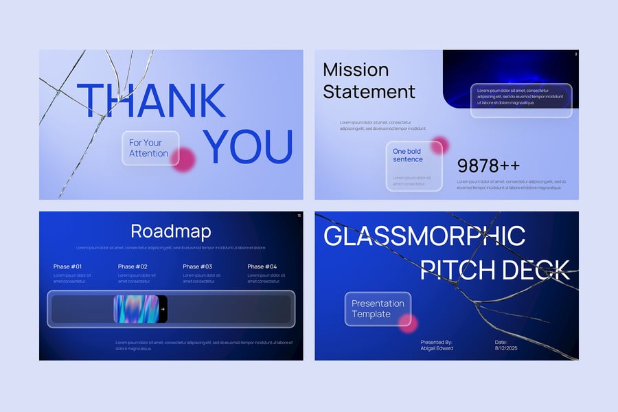 玻璃拟态风格提案演示文稿PPT模板 (PPTX)