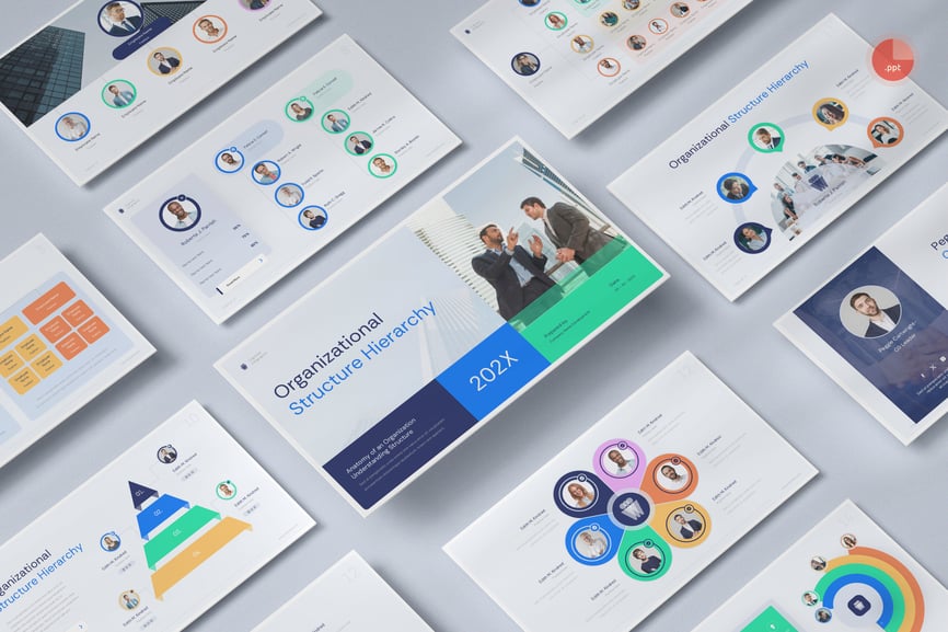 组织结构层次结构PPT模板 (PPTX)