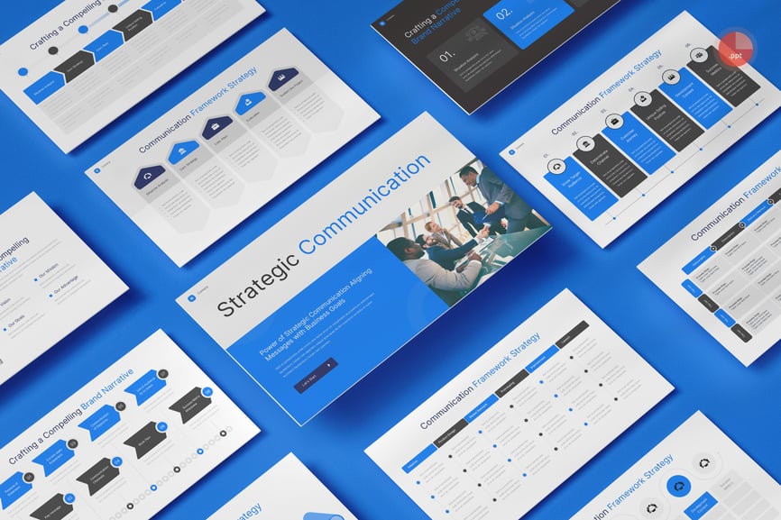 通信策略PPT模板 (PPTX)