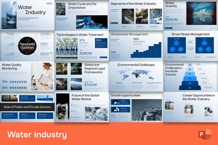 水行业介绍PPT模板 (PPTX)