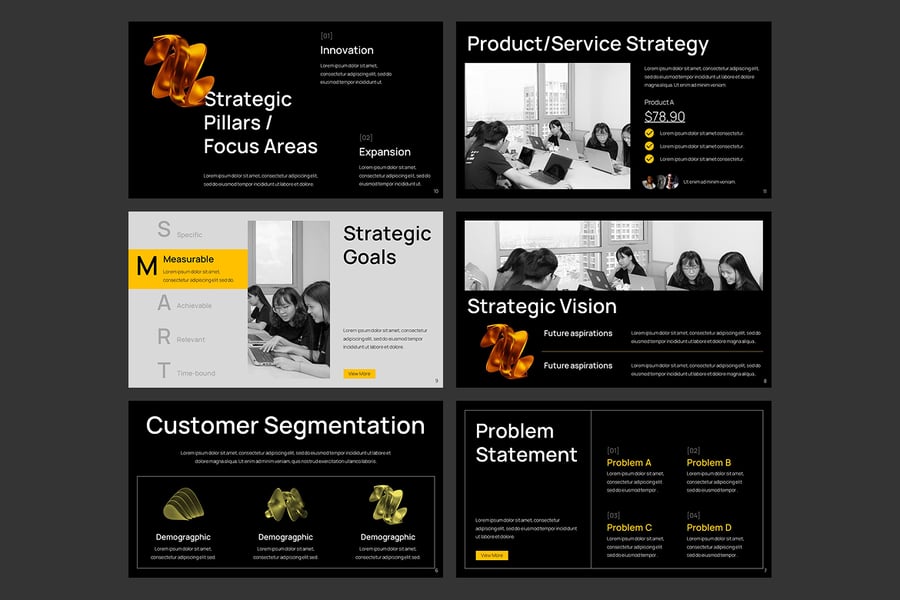 业务策略PPT模板 (PPTX)