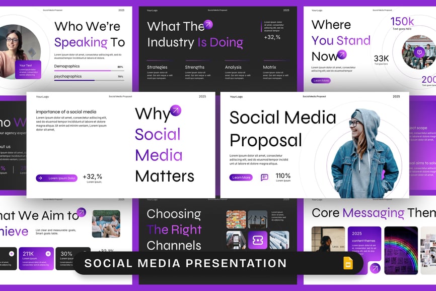 社交媒体运营建议PPT模板 (PPTX)