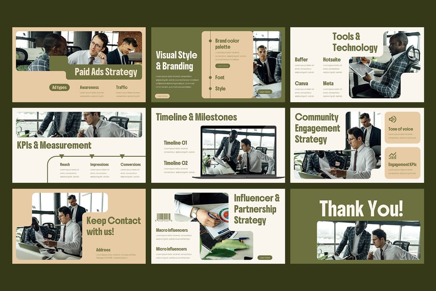 社交媒体运营建议PPT模板 (PPTX)