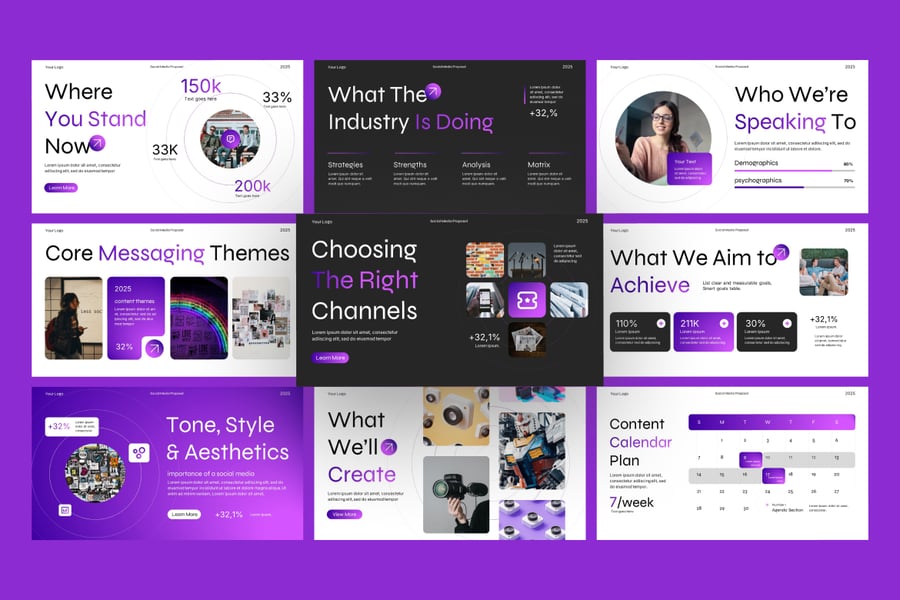 社交媒体运营建议PPT模板 (PPTX)