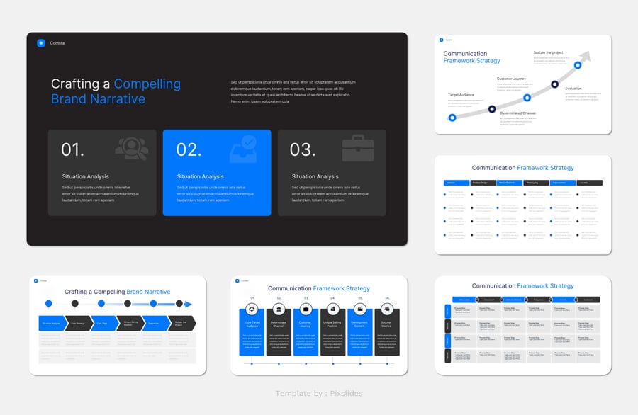 通信策略PPT模板 (PPTX)