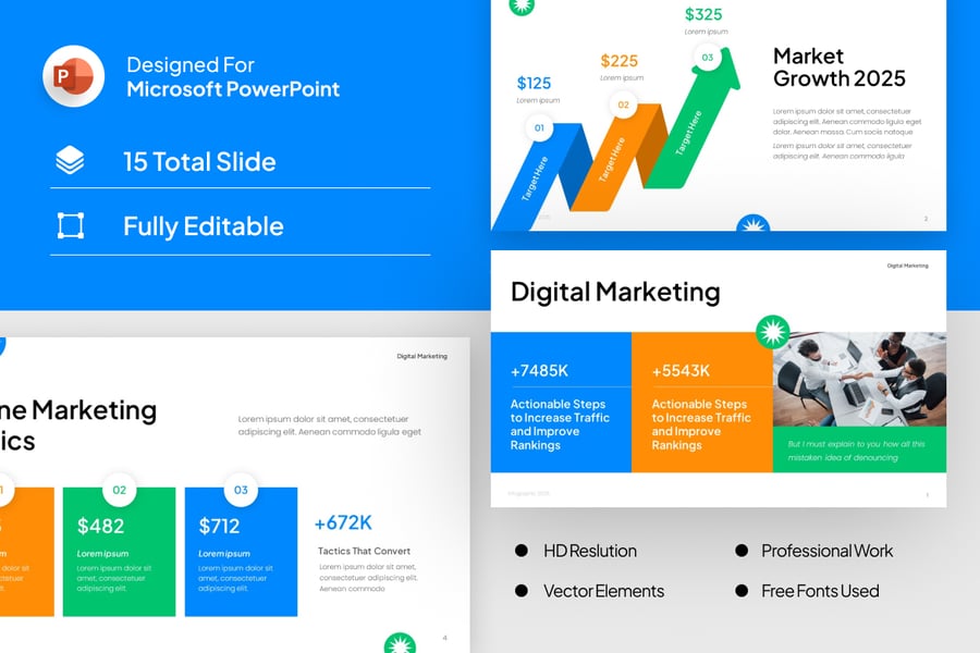 数字营销信息图表PPT模板 (PPTX)