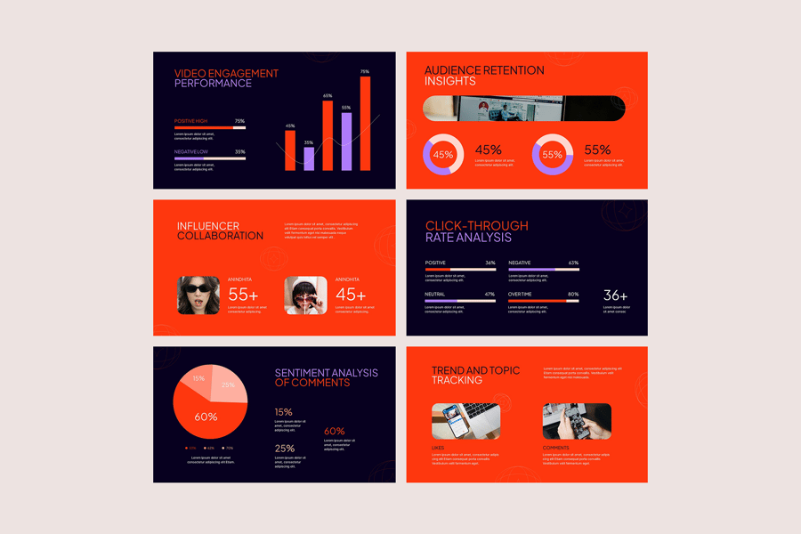 社交媒体分析PPT模板 (PPTX)