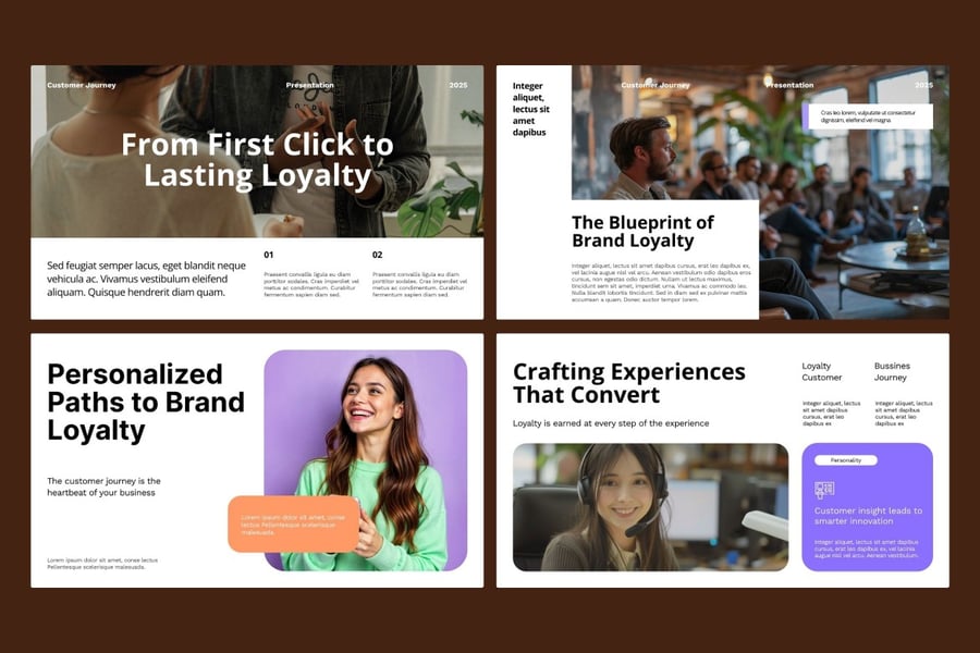 白色紫色橙色客户旅程计划PPT模板 (PPTX)