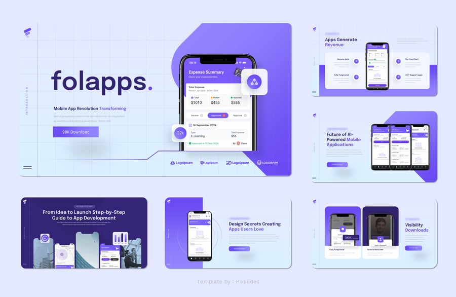 APP介绍组合PPT模板 (PPTX)