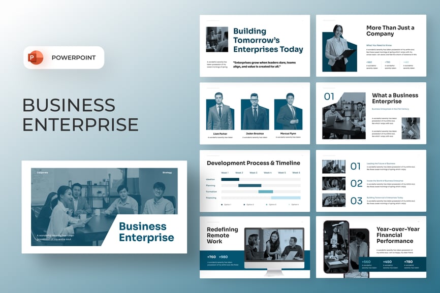 商业企业PPT模板 (PPTX)