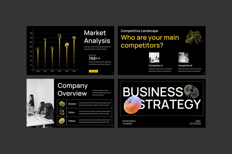 业务策略PPT模板 (PPTX)