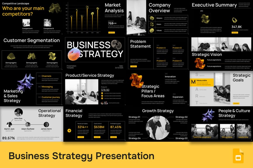 业务策略PPT模板 (PPTX)