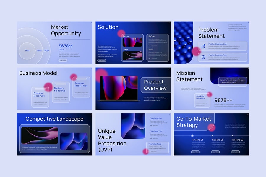 玻璃拟态风格提案演示文稿PPT模板 (PPTX)